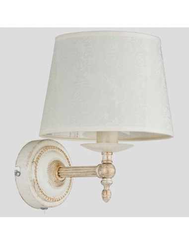 Kinkiet Antyczny ROKSANA BIAŁA - Elegancka lampa ścienna z metalowym detalem, idealna do sypialni i salonu.