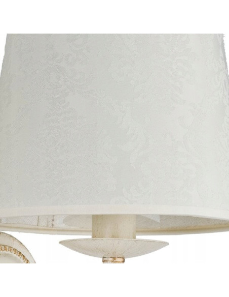 Kinkiet Antyczny ROKSANA BIAŁA - Elegancka lampa ścienna z metalowym detalem, idealna do sypialni i salonu.