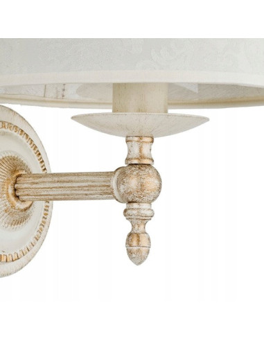 Kinkiet Antyczny ROKSANA BIAŁA - Elegancka lampa ścienna z metalowym detalem, idealna do sypialni i salonu.