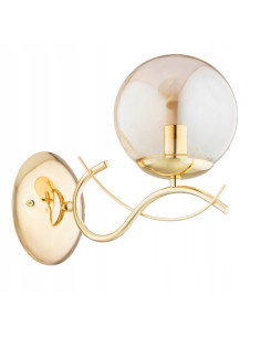 Kinkiet ścienny PANDA ZŁOTY z kulą, elegancki design na falowanych prętach, idealny do nowoczesnych wnętrz