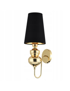 Kinkiet Glamour QUEEN czarno-złoty, elegancka lampa ścienna do stylowego wnętrza, projekt Step into design