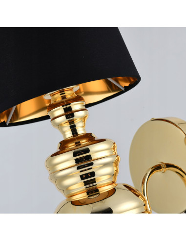 Kinkiet Glamour QUEEN czarno-złoty, elegancka lampa ścienna do stylowego wnętrza, projekt Step into design