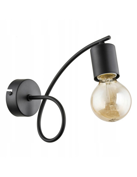 Kinkiet ścienny TANGO CZARNY, minimalistyczna lampa metalowa do sypialni i pokoju młodzieżowego, bez klosza.