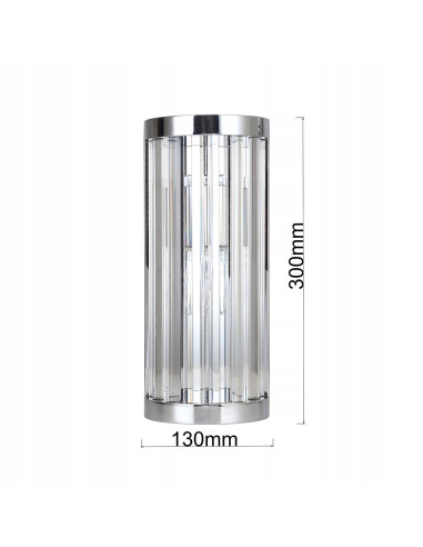 Kinkiet Vetro w chromie z kryształami, elegancka lampa ścienna w stylu glamour do nowoczesnych wnętrz.