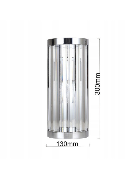 Kinkiet Vetro w chromie z kryształami, elegancka lampa ścienna w stylu glamour do nowoczesnych wnętrz.