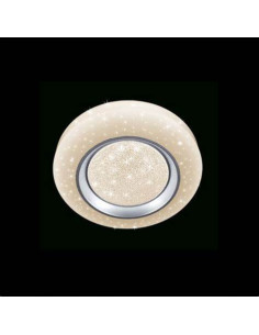 Plafon LED "Niebieski Cosmos" 40 cm – Okrągłe Oświetlenie Imitujące Rozgwieżdżone Niebo w Białym i Szarym