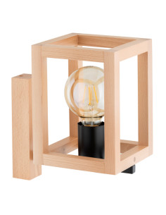 Kinkiet PAKO – nowoczesna lampa ścienna z ukrytą żarówką w stylu skandynawskim i industrialnym, drewniane wykończenie