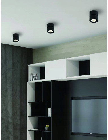 Lampa sufitowa LED Mone Nero 7W 522lm, czarna aluminium, regulowany reflektor, nowoczesny design do wnętrza