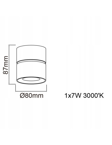 Lampa sufitowa LED Mone Nero 7W 522lm, czarna aluminium, regulowany reflektor, nowoczesny design do wnętrza