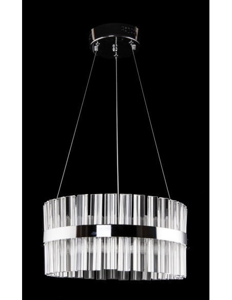 Lampa wisząca Crystal Chic z chromowanej obręczy - nowoczesne oświetlenie do eleganckich wnętrz