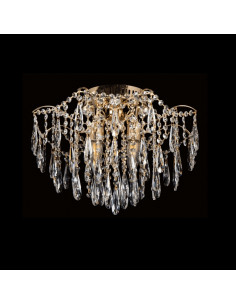 Lampa sufitowa Venti w stylu secesyjnym z kryształami, 4-punktowa, złoto-przezroczysta, eleganckie oświetlenie do wnętrz.