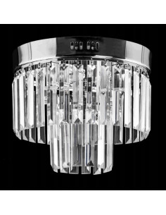 Luksusowy okrągły plafon kryształowy Venti E27 – eleganckie oświetlenie do jadalni i salonu w srebrnej tonacji 2