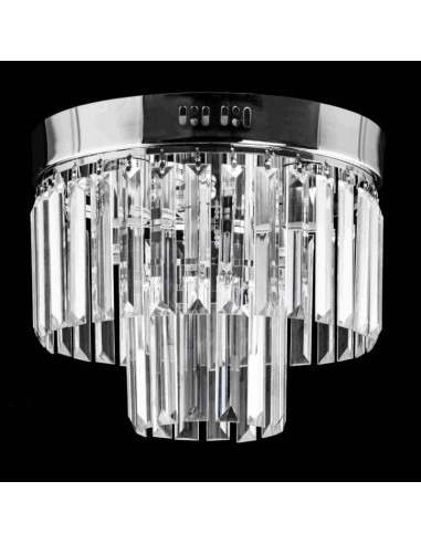 Luksusowy okrągły plafon kryształowy Venti E27 – eleganckie oświetlenie do jadalni i salonu w srebrnej tonacji