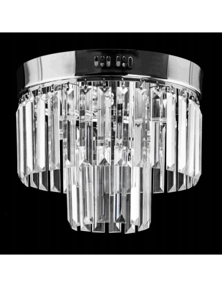 Luksusowy okrągły plafon kryształowy Venti E27 – eleganckie oświetlenie do jadalni i salonu w srebrnej tonacji