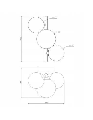 Nowoczesny kinkiet VILLA z bursztynowymi kulami G9 – elegancka lampa ścienna do salonu i jadalni, złote akcenty.