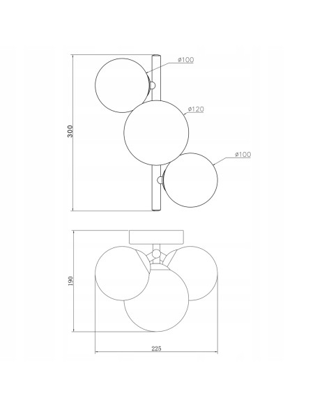 Nowoczesny kinkiet VILLA z bursztynowymi kulami G9 – elegancka lampa ścienna do salonu i jadalni, złote akcenty.