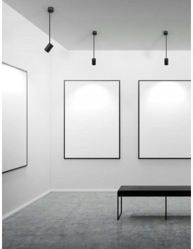 Spot sufitowy Tuka Nero L - cylindryczny w czerni, nowoczesne oświetlenie do wysokich wnętrz, Orlicki Design