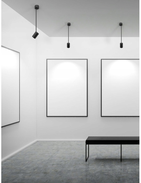 Spot sufitowy Tuka Nero L - cylindryczny w czerni, nowoczesne oświetlenie do wysokich wnętrz, Orlicki Design