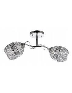 Elegancka lampa sufitowa K-N 2970/2 z kryształowymi kloszami, chromowana, do sypialni i salonu, Venti