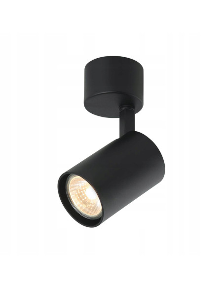 Reflektor sufitowy Tuka Nero - nowoczesna czarna lampa z regulowaną tubą do kuchni i salonu, aluminium 8W GU10