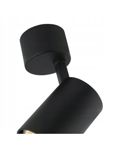 Reflektor sufitowy Tuka Nero - nowoczesna czarna lampa z regulowaną tubą do kuchni i salonu, aluminium 8W GU10