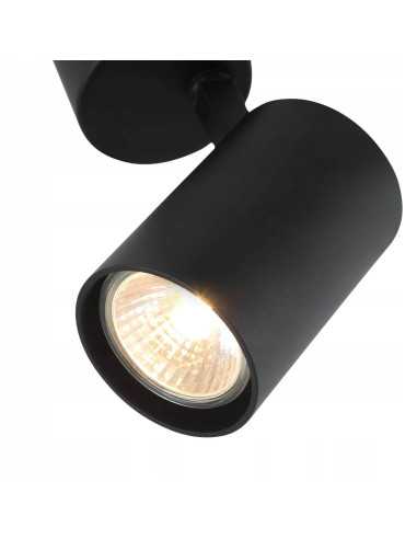 Reflektor sufitowy Tuka Nero - nowoczesna czarna lampa z regulowaną tubą do kuchni i salonu, aluminium 8W GU10
