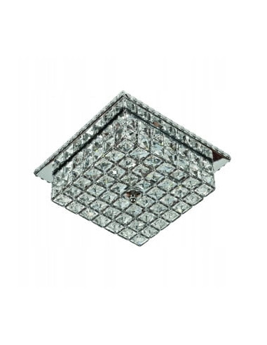 Kwadratowy plafon kryształowy Venti – eleganckie oświetlenie LED do salonu, sypialni i korytarzy w stylu klasycznym