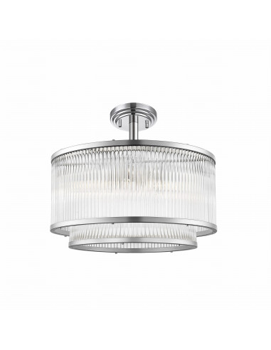 Lampa sufitowa SERGIO - elegancki kryształowy plafon w srebrze, 5-punktowy, idealny do nowoczesnych wnętrz.