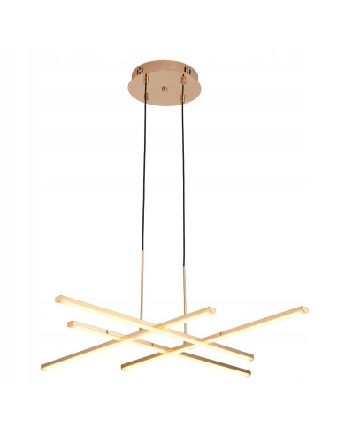 Elegancka lampa wisząca CRISS CROSS w szampańskim złocie - nowoczesny design LED do salonu i jadalni.