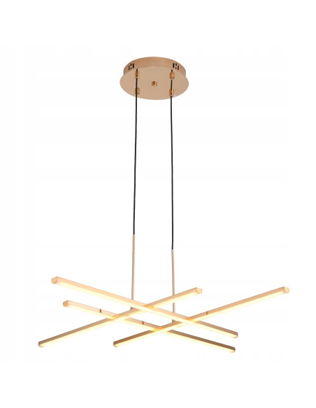 Elegancka lampa wisząca CRISS CROSS w szampańskim złocie - nowoczesny design LED do salonu i jadalni.