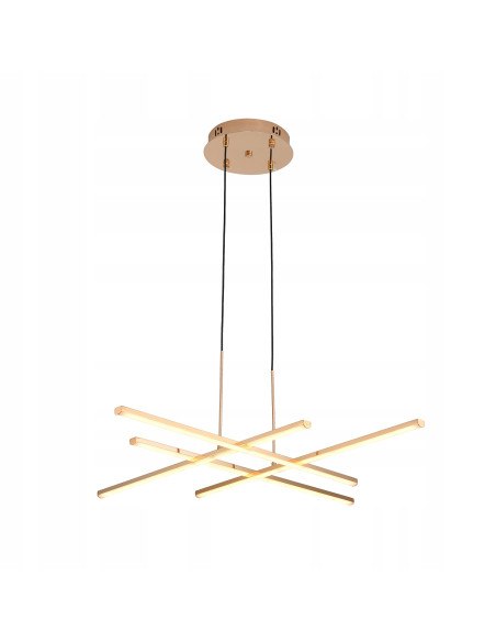 Elegancka lampa wisząca CRISS CROSS w szampańskim złocie - nowoczesny design LED do salonu i jadalni.