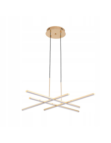 Elegancka lampa wisząca CRISS CROSS w szampańskim złocie - nowoczesny design LED do salonu i jadalni.