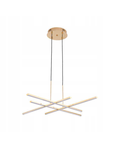 Elegancka lampa wisząca CRISS CROSS w szampańskim złocie - nowoczesny design LED do salonu i jadalni.