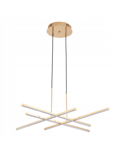Elegancka lampa wisząca CRISS CROSS w szampańskim złocie - nowoczesny design LED do salonu i jadalni.