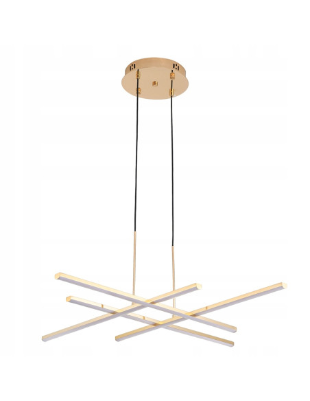 Elegancka lampa wisząca CRISS CROSS w szampańskim złocie - nowoczesny design LED do salonu i jadalni.