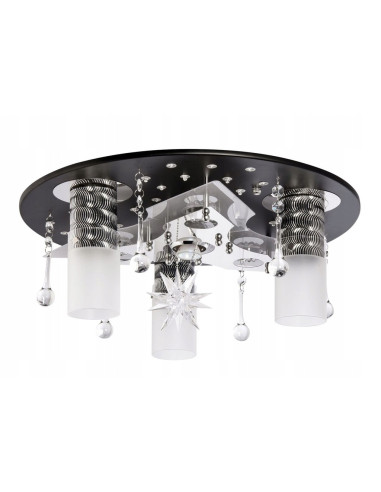 Lampa sufitowa Venti P-S 0839/3+1 z kryształową dekoracją, elegancki grafitowy design do nowoczesnego salonu
