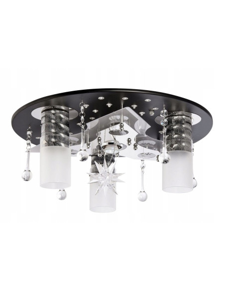 Lampa sufitowa Venti P-S 0839/3+1 z kryształową dekoracją, elegancki grafitowy design do nowoczesnego salonu