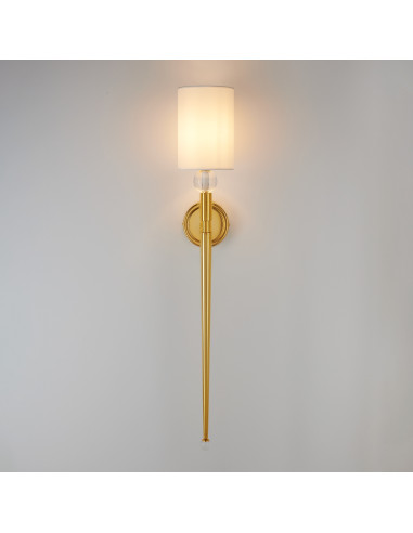 Luksusowy kinkiet DAMA z abażurem w kolorze złotym – elegancja i styl do każdego wnętrza, wysokość 92 cm, E14