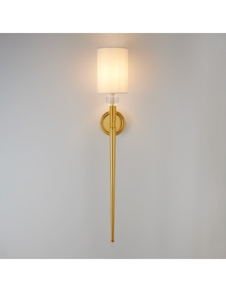 Luksusowy kinkiet DAMA z abażurem w kolorze złotym – elegancja i styl do każdego wnętrza, wysokość 92 cm, E14