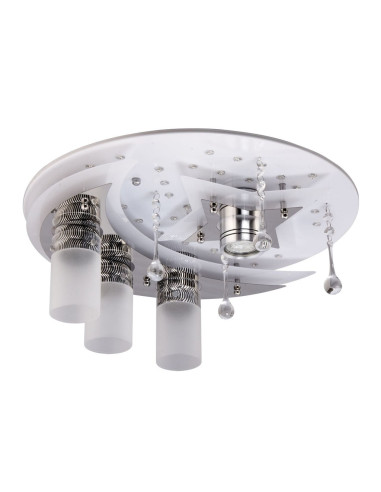 Plafon kosmiczny Venti P-S 0847/3+1 z pilotem, idealny do sypialni dziecka, biały metal z kryształami