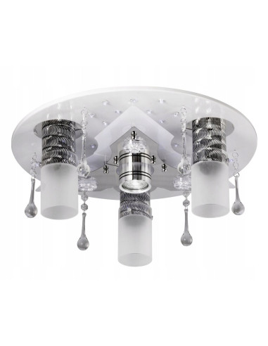 Plafon kosmiczny Venti P-S 0847/3+1 z pilotem, idealny do sypialni dziecka, biały metal z kryształami