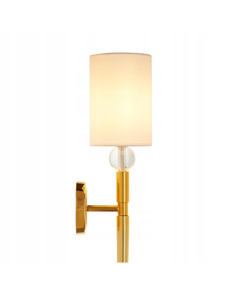 Luksusowy kinkiet DAMA z abażurem w kolorze złotym – elegancja i styl do każdego wnętrza, wysokość 92 cm, E14