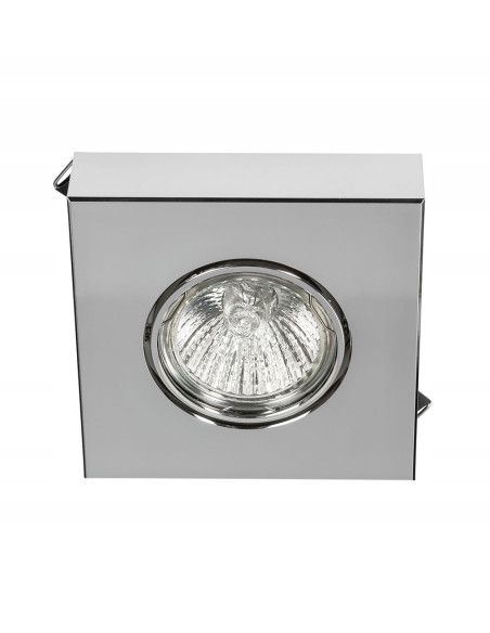 Kwadratowa lampa wpuszczana Arni w srebrnym połysku z oświetleniem LED, 1 punkt światła, elegancki design do jadalni