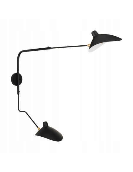 Kinkiet CRANE-2W S - Nowoczesna Lampa Ścienna z Regulacją, Industrialny Design w Czerni i Mosiądzu, Do Sypialni i Salonu