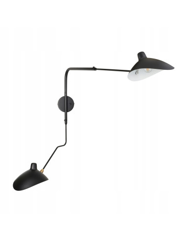 Kinkiet CRANE-2W S - Nowoczesna Lampa Ścienna z Regulacją, Industrialny Design w Czerni i Mosiądzu, Do Sypialni i Salonu