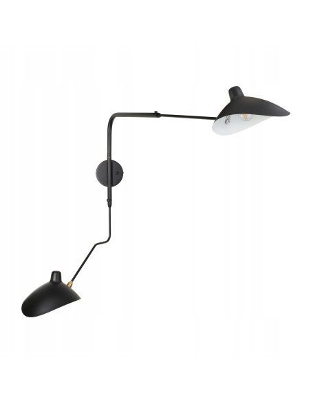 Kinkiet CRANE-2W S - Nowoczesna Lampa Ścienna z Regulacją, Industrialny Design w Czerni i Mosiądzu, Do Sypialni i Salonu