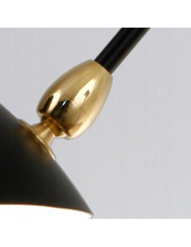 Kinkiet CRANE-2W S - Nowoczesna Lampa Ścienna z Regulacją, Industrialny Design w Czerni i Mosiądzu, Do Sypialni i Salonu