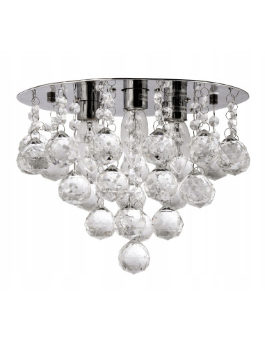 Elegancki plafon Venti P-E 1437/3-30 z kryształami, okrągły, 3 źródła światła, srebrny, nowoczesny design