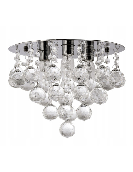Elegancki plafon Venti P-E 1437/3-30 z kryształami, okrągły, 3 źródła światła, srebrny, nowoczesny design