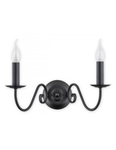 Kinkiet ASTI LEMIR z efektownymi płomykami ognia - nowoczesna lampa ścienna w czarnym metalu do eleganckich wnętrz